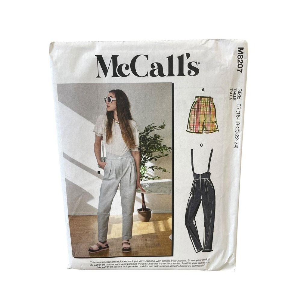 McCall's M8207 Misses Pants Shorts Sz‎ 16-24 High Waisted Pleated 90s